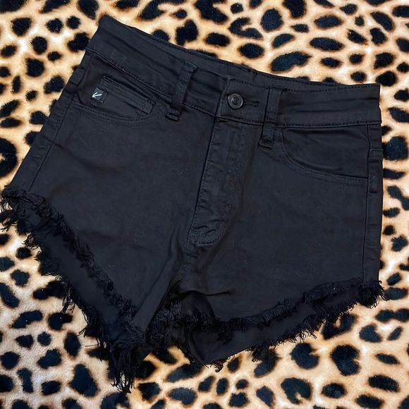 •KANCAN•NWT HIGH WAISTED BLACK DISTRESSED RAW EDGE HEM SHORTS SIZE 0/23 - Picture 3 of 7